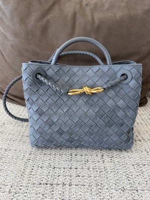 New Bottega Veneta Small Andiamo Suede Blue Cloudy Indigo Bag