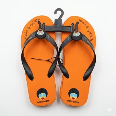Vintage David & Goliath Disco Queen Platform Flip Flops Orange Women s 9