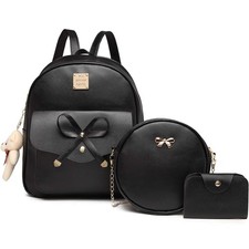 Cute Leather Mini Backpack Purse for Bowknot Small Backpack for Girls gift Ru...