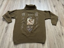 Vintage 80  s Bonnie USA Patchwork Appliqu  Egypt Egyptian Turtleneck Sweater