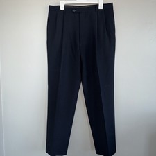 Vintage Austin Reed 34x32 Men  s Pleated Dress Pants Navy Blue Trousers London