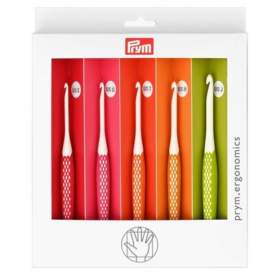 Prym Ergonomics Crochet Hook Set, Small (E, G, 7, H, J), Multicolor