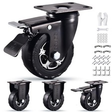 Heavy Duty 4 Inch Caster Wheels Set of 4 2200Lbs Capacity Silent Swivel with ...