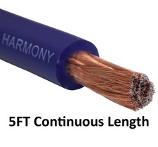 Harmony Audio 1/0 0 Gauge Car Stereo Matte Blue Power Cable Amp Wire - 5 FT