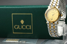 Exc 5 w/Box Vintage Gucci 9000L 25mm Gold Dial Women's Quartz Watch