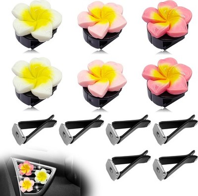 LTDCVTR 6Pcs Multicolor Pentapetal Flower Car Air Fresheners Vent Yellow 