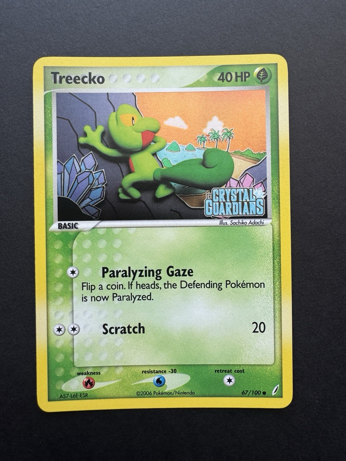 Treecko Reverse Holo EX Crystal Guardians STAMPED 67/100 NM