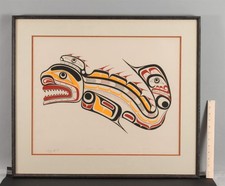 1973 Signed TONY HUNT SR. Northwest Coast Kwakiutl Sculpin FISH Silkscreen Print
