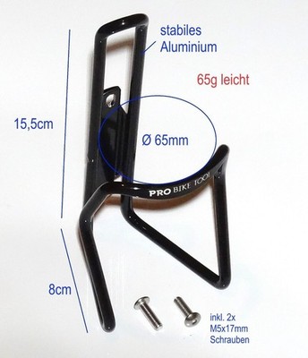 Probike Alu Fahrrad Universal Flaschen Halter schwarz 65g für Schraubmontage