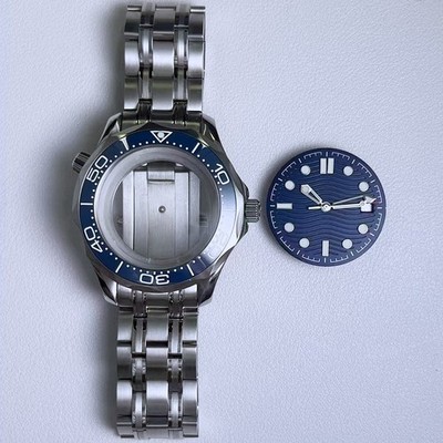 42mm DIY Steel Watch Case + Strap + Dial + Hands Fits NH35 NH36 Seamaster 300