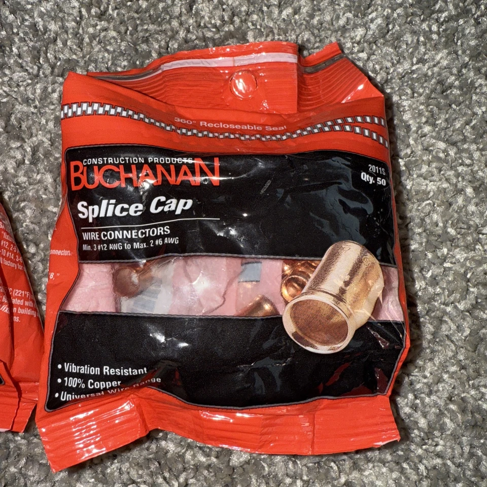 🔥🔥 QTY 100 Buchanan Splice Cap Crimp Wire Connector 2011S 50 pieces per bag… - Image 2 of 4