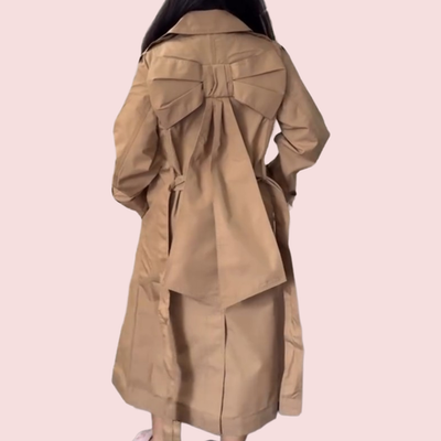 NWT Sandy Liang X Gap Bow-back Trench Coat w/ Belt Mojave Tan Size