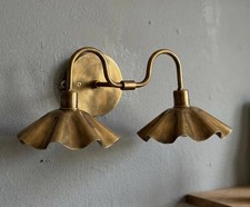 Handcrafted Brass Double Wall Sconce Vintage Shade Vanity Hardwire Light Handcrafted Brass Double Wall Sconce Vintage Shade Vanity Hardwire Light