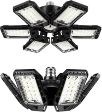 LED Garage Lights Bulb 2 Pack 180W 18000LM 6500K Led Shop Light with 6 plus 1 De