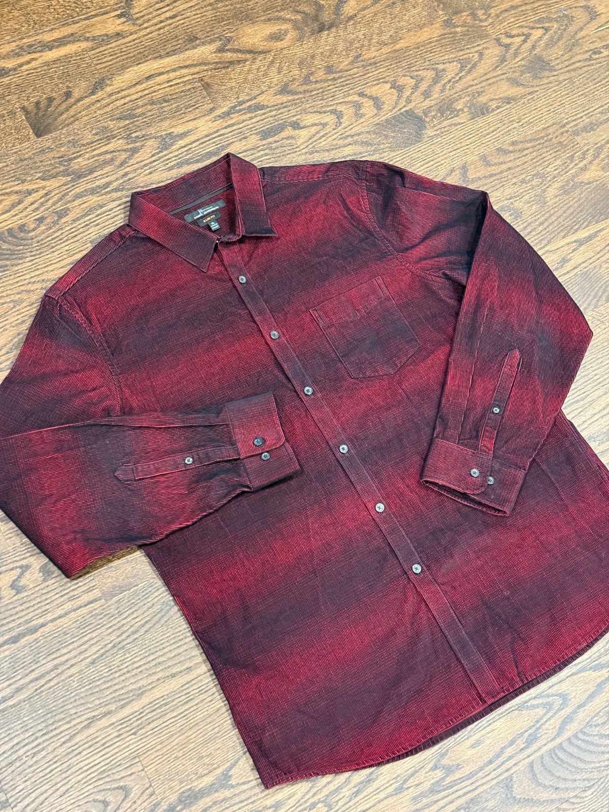 Marc Anthony Men's Slim Fit Shirt Size XL Black/Red Stripes 100% Cotton