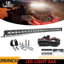 26" Led Light Bar Single Row Spot Flood Combo Work UTE Truck SUV ATV Wire Kits