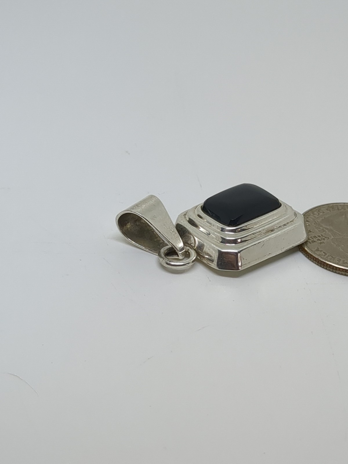 Sterling Silver 925 Black Rectangular Pendant - image 4