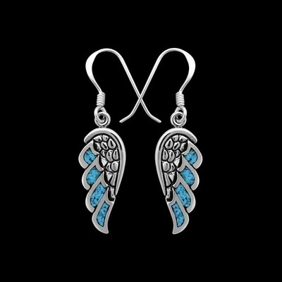 Winged Angel Earrings   Sterling Silver   Symbol of Protection and Serenity  ...