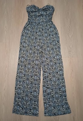 FOREVER 21 Tribal Batik Southwest Print Wide Leg Jumpsuit Aztec tribal India S