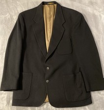 Vntg Evan Picone Foleys WOOL 44 LG BLACK TWEED BLAZER SPORTS COAT USA Union Made