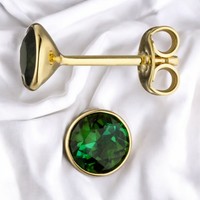 Ohrstecker Rund 585 Gold Gelbgold 2 Turmaline GrüN Ohrringe Turmalinohrringe