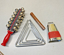 Percussion Items Sleigh Bells ,Cow Bell , Striker and Triangles