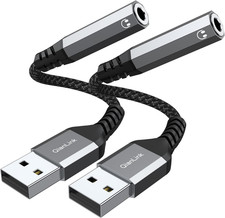 USB to 3.5Mm Jack Audio Adapter 2-Pack , USB to Audio Jack Adapter Headset, USB