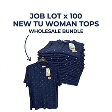 Job Lot x 100 New Tu Woman Navy Polka Dot Polo Tops  Wholesale Bundle