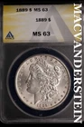 1889 Morgan Dollar-ANACS MS 63 Brilliant Uncirculated #SLM650
