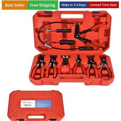 9pc Hose Clamp Pliers, Professional Automotive with Flexible Wire Long , Clic...