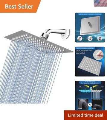 High Pressure 8-Inch Rain Shower Head with Touch Clean Nozzles - Wall Mounted
