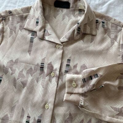 Vintage St Germain Women's Blouse Size 10 Long Sleeve Geometric Button Down Top