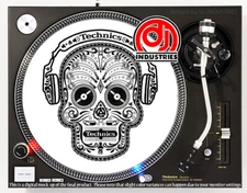 Technics Skull White - DJ slipmat for LP turntable record player 