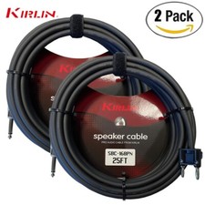 2-PACK Kirlin 25FT SBC-168PN/BK 16AWG 1/4" Mono Plug - Banana Plug Speaker Cable