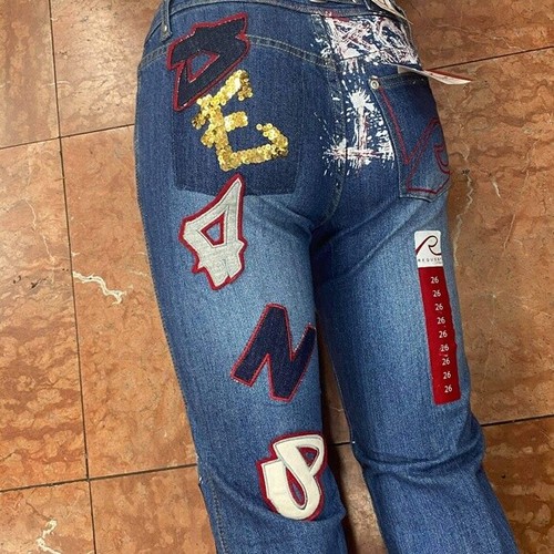 Women's Request Blue All Over Denim Pants - Picture 5 of 6