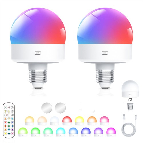 2x LED Rechargeable Light Bulbs E27 Battery Operated Light Bulb Wireless Light - Picture 2 of 15