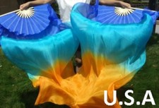 Silk Fan Veils Belly Dance 100 Silk Quick Ship USA Store