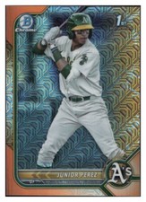 F815 JUNIOR PEREZ RC ORNAGE MOJO REFRACTOR 2022 BOWMAN CHROME 1ST 15/25 A'S