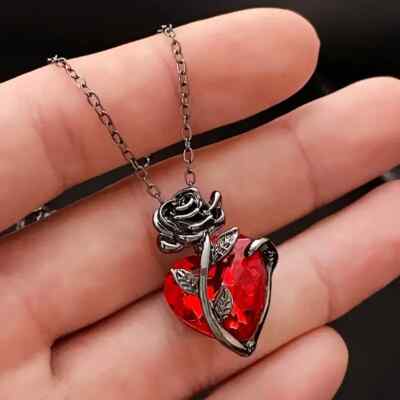 Charming Rose Pendant Necklace Gothic Inspired Clavicle Chain, Fantasy  Jewelry