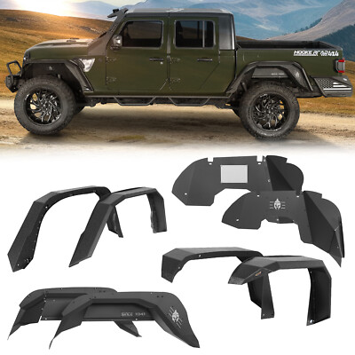 Hooke Road Front Rear Fender Flares Inner Liners For 2020-2026 Jeep Gladiator JT