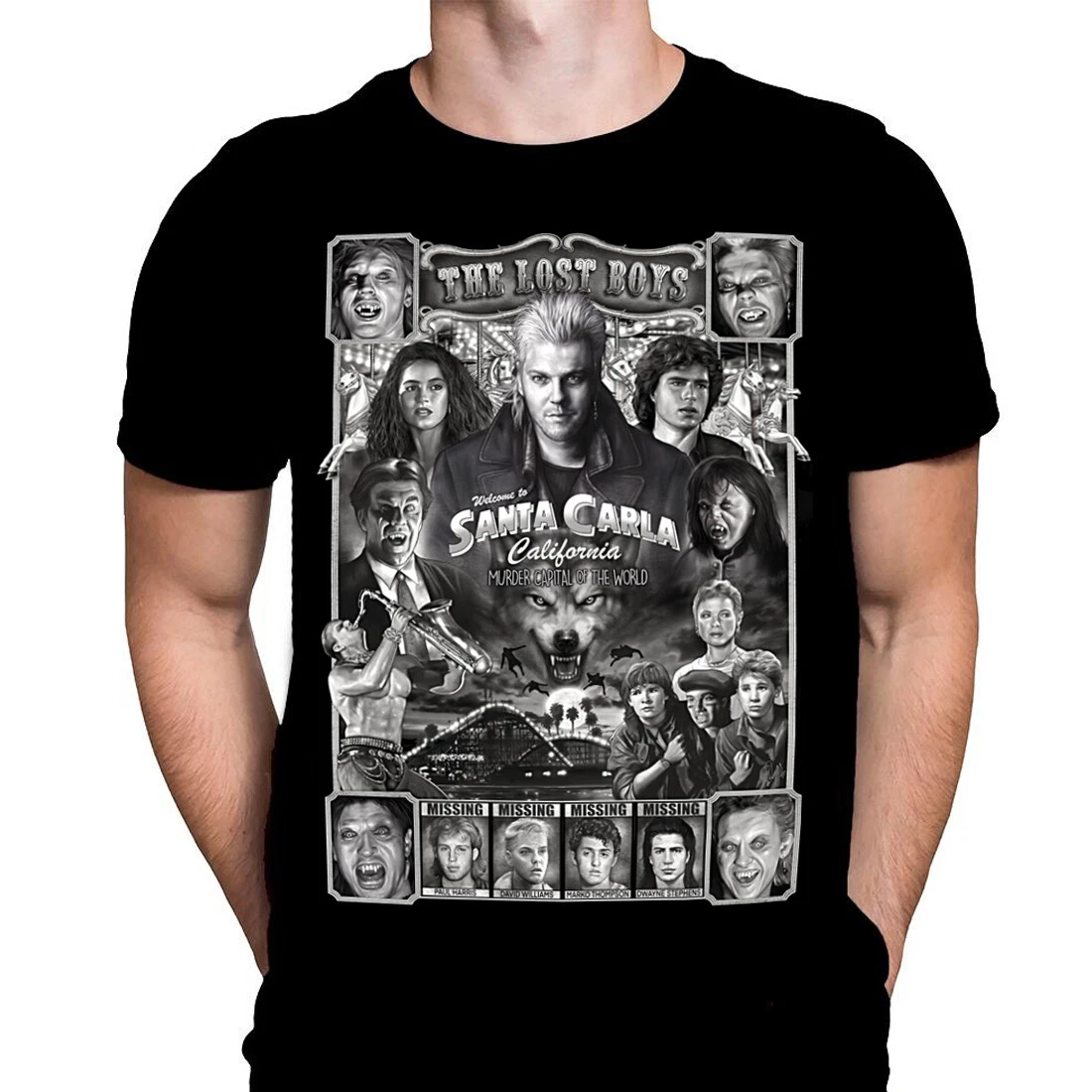 LOST BOYS SANTA CARLA - T-Shirt - Sizes S - 4XL - Vampires / 80's Horror /