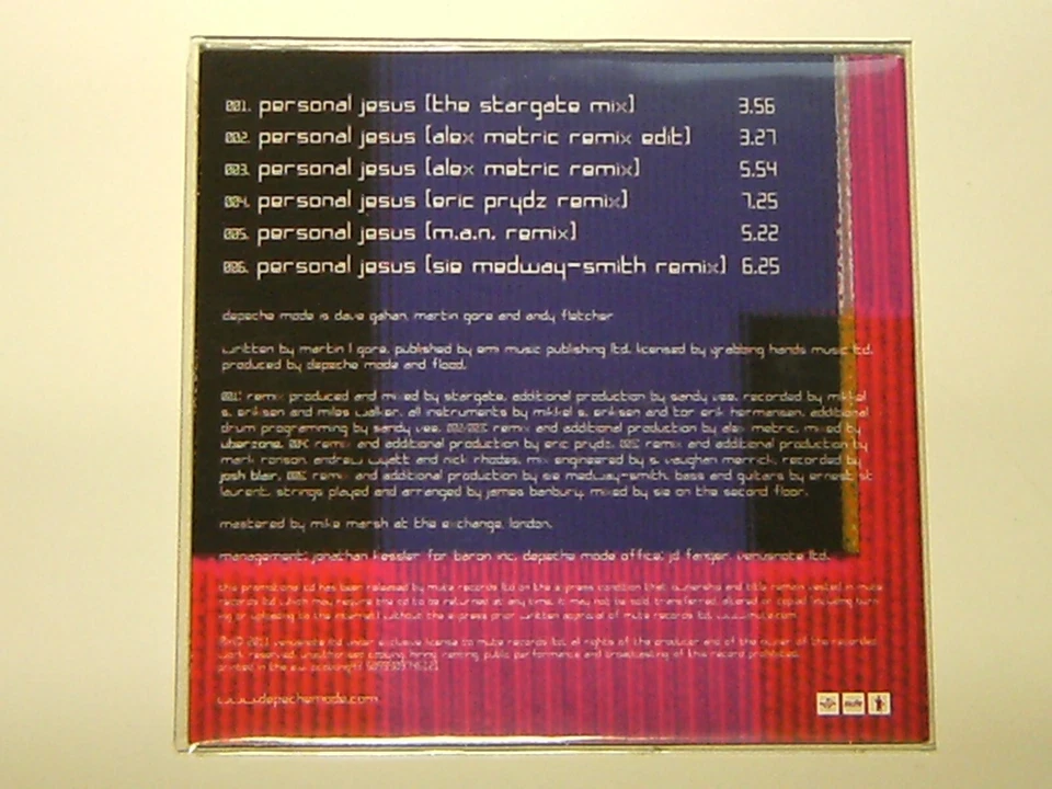 CD Single Promo DEPECHE MODE : PERSONAL JESUS 2011 [ 6 TITRES ] RARE !!! - Photo 2/4