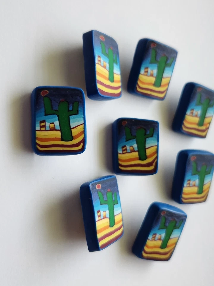  Cactus Desert Theme Polymer Clay Button 8 Pieces - Image 2 of 4