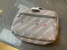 Guess Travel bag small grey/ multicoloured mesh zip pocket & elastic strap BN