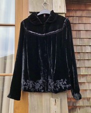 Wrap London Black Floral Embroidered Velvet Jacket Uk 12