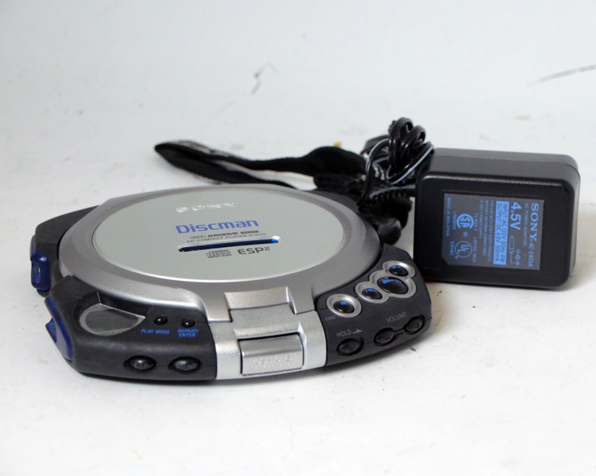 Sony Discman D-EG5 Portable CD Player AC-E455A Adaptor Grey Sony Discman D-EG5 Portable CD Player AC-E455A Adaptor Grey