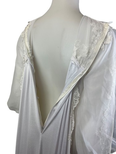 VTG 70s Wedding Bridal Gown Size S White Lace Boho Beach Classic Simple Modest - Picture 14 of 19