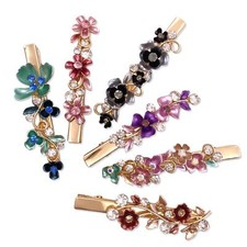 Set of 6 Colorful Vintage Floral Metal Hair Clips for Women