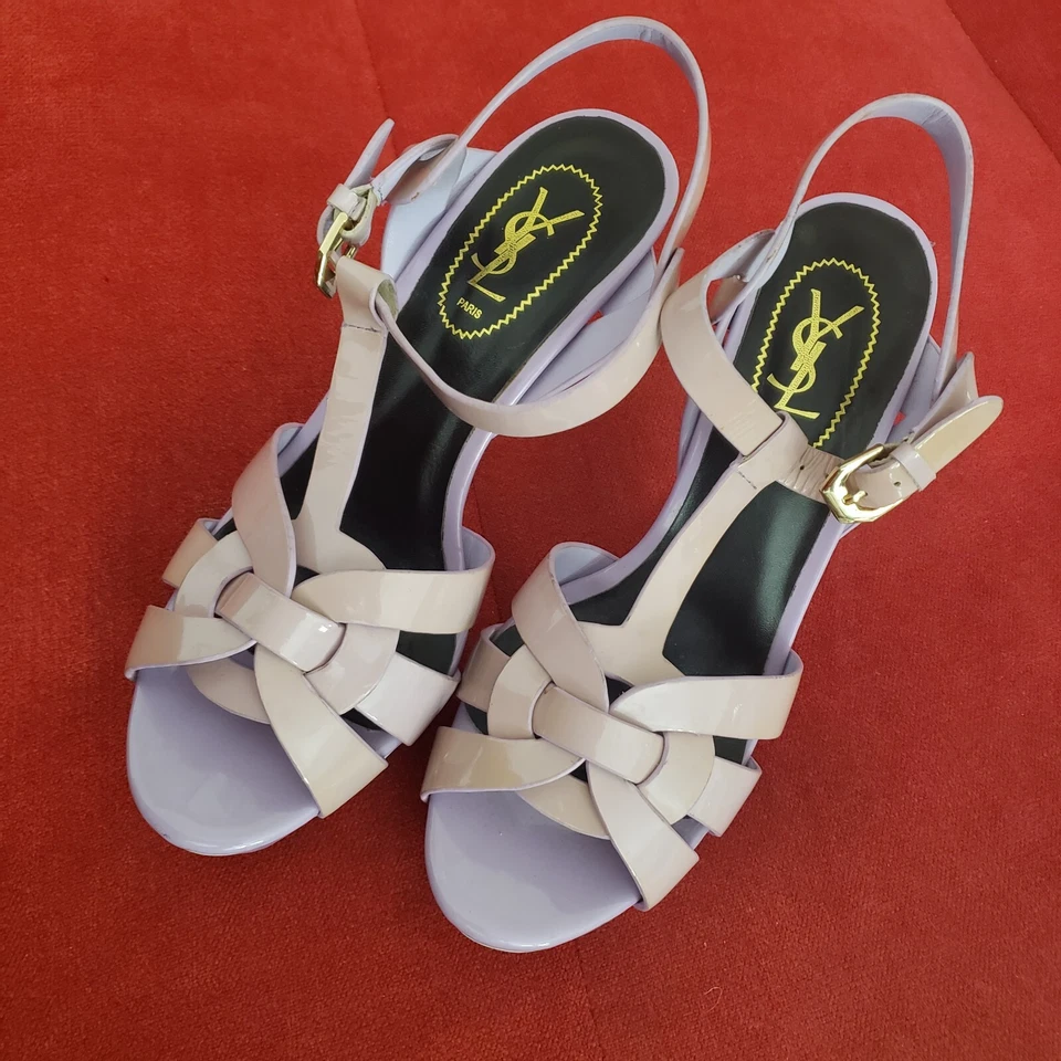 Сандалии на платформе YSL Yves Saint Laurent Tribute фиолетовая лакированная кожа размер 39 - Изображение 2 из 4