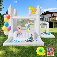 13x12.3x8.3ft Commercial Inflatable Bounce House White Jump Bouncer Slide Castle